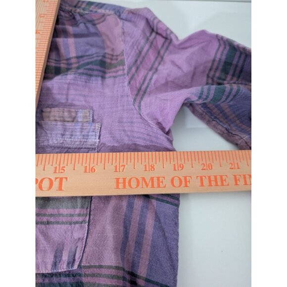 Pilcro Plaid Tangier Mini Shirt Dress Womens Size Large Purple Long Sleeve - Picture 13 of 14
